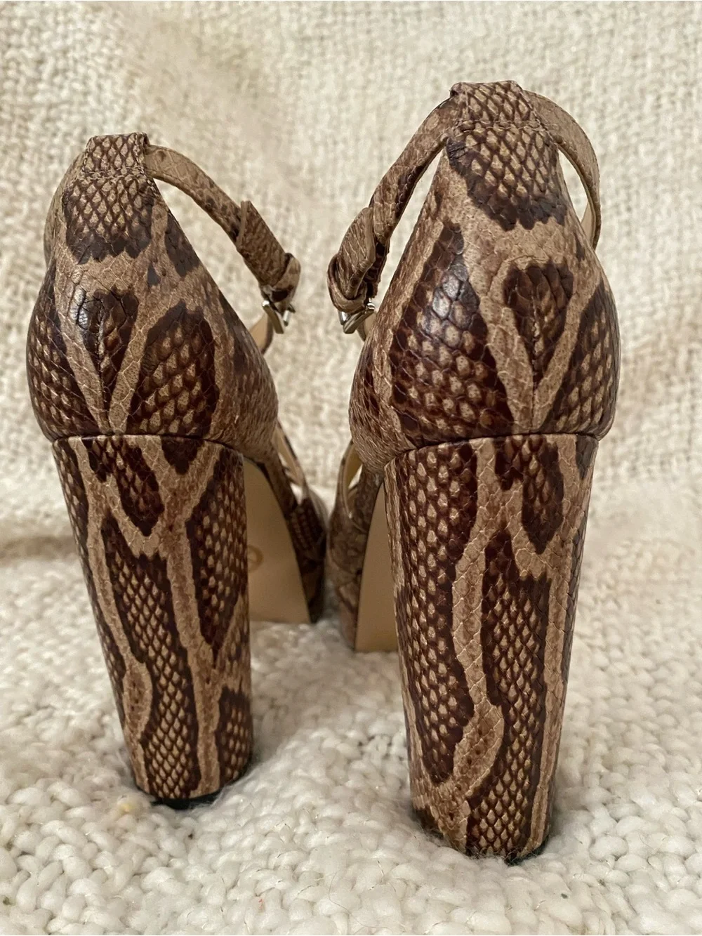 Michael Kors Brown Snake-Print Platform Heels